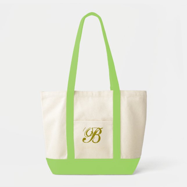 Bolsa Tote Rico de dois tons monogramas. Personalizar monogra (Frente)