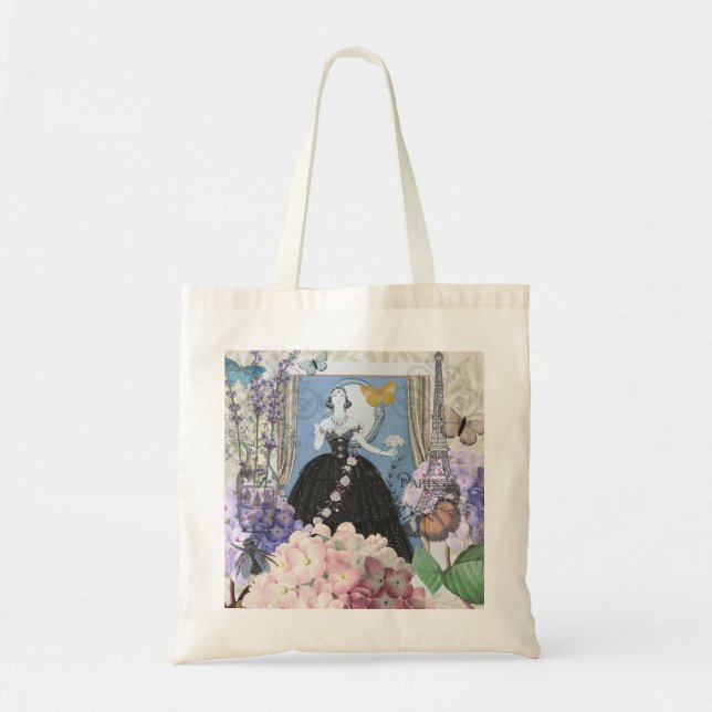Bolsa Tote Rico Floral da Mulher Elegante Azul (Frente)