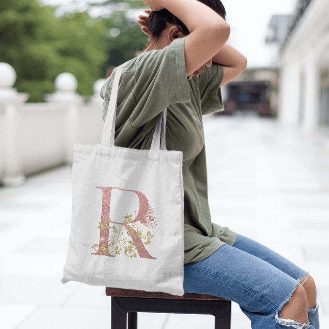 Bolsa Tote Rico - Letra brilhante R rosa (Criador carregado)