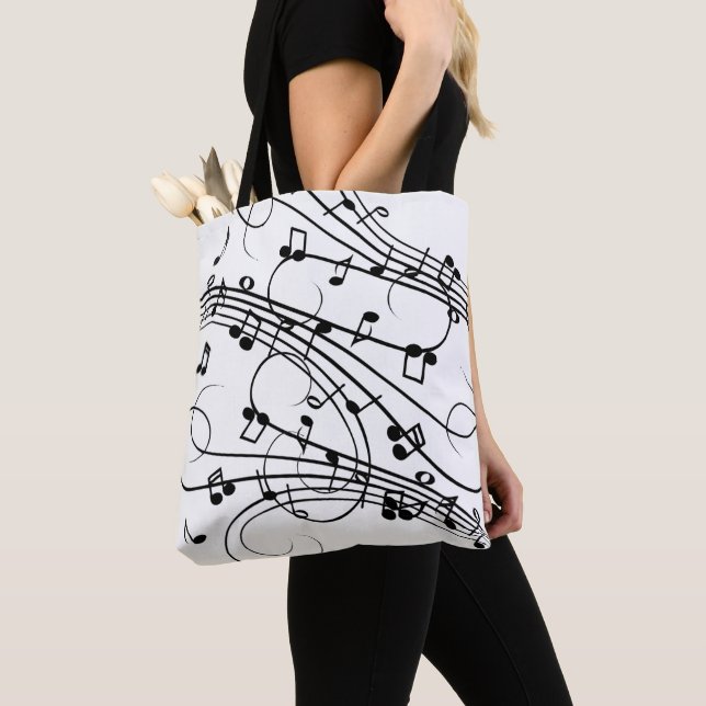 Bolsa Tote Rico Notes White Music Design (Close Up)
