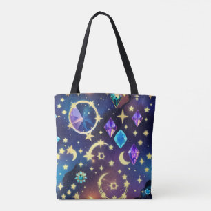 Bolsa Tote Rico Safira Alexandrita Fases Lunares Celestiais