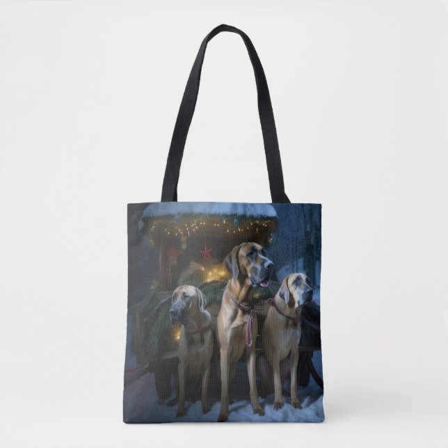 Bolsa Tote Ridgeback Ridgeback Snowy Sleigh Decência de Natal (Frente)