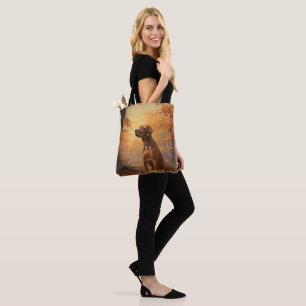 Bolsa Tote Ridgeback rodesiano em Folhas de outono inspira-se