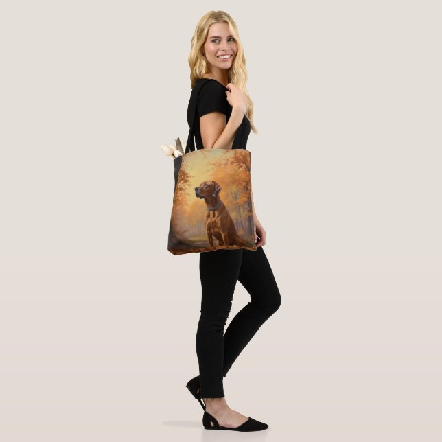Bolsa Tote Ridgeback rodesiano em Folhas de outono inspira-se (No(a) Modelo)