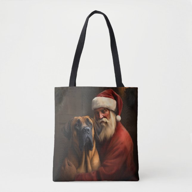 Bolsa Tote Ridgeback Santa Claus Natal Festivo (Frente)