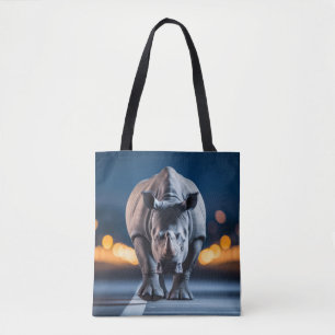 Bolsa Tote Rinoceronte Animais Selvagens Na Rua