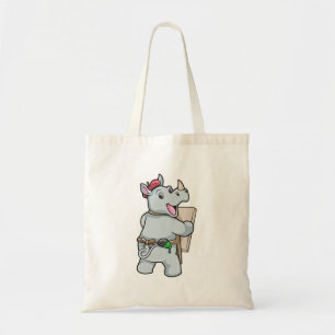 Bolsa Tote Rinoceronte pintando com cores
