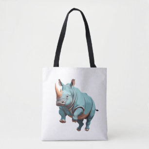Bolsa Tote Rinocerontes Feliz Brincadeira Jumping No Ar