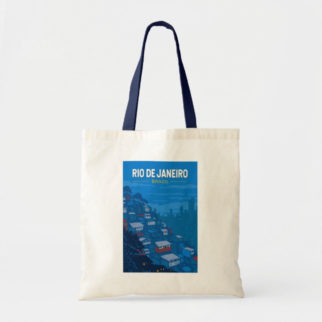 Bolsa Tote Rio de Janeiro Brasil Favela Viagem Art Vintage (Frente)