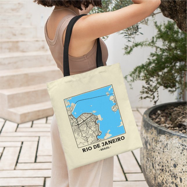 Bolsa Tote Rio de Janeiro, Brazil City Map Tote Bag (Criador carregado)