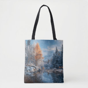 Bolsa Tote Rio Nevado na Floresta & Montanha