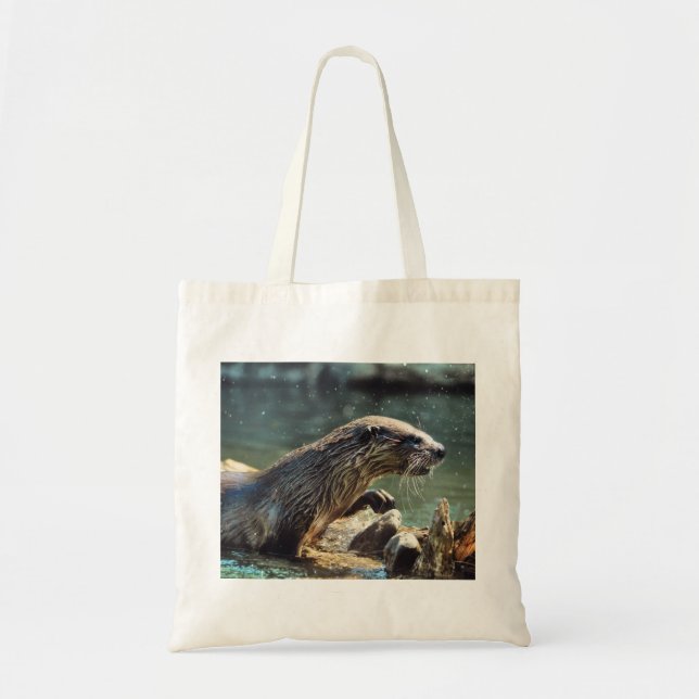 Bolsa Tote Rio Otter Animal-lover Foto da vida selvagem (Frente)