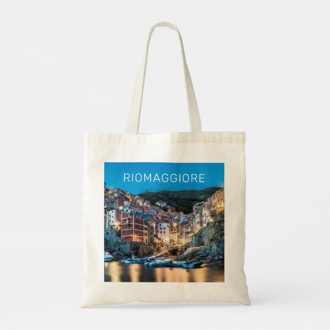 Bolsa Tote Riomaggiore Cinque Terre La Spezia Itália Panorama (Verso)
