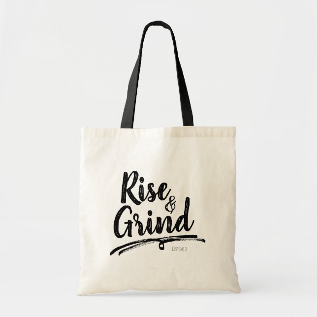 Bolsa Tote RISE & GRIND Personalizado Nome (Frente)
