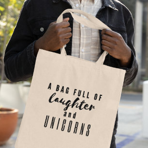 Bolsa Tote Risos & Unicórnios Divertido Alegre Excêntrico