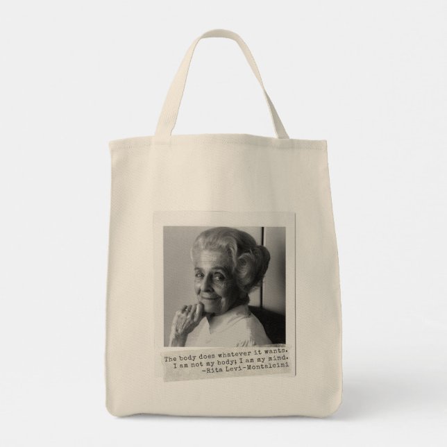 Bolsa Tote Rita Levi-Montalcini cita Mulheres na Ciência (Verso)