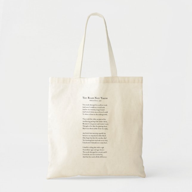 Bolsa Tote Robert Frost, Road Not Takem Poem (Frente)