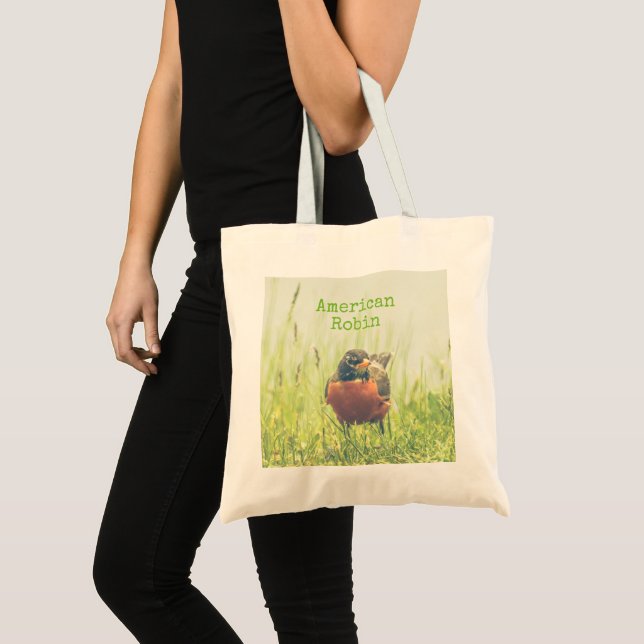 Bolsa Tote Robin Americano Bird Nature Green (Frente (produto))