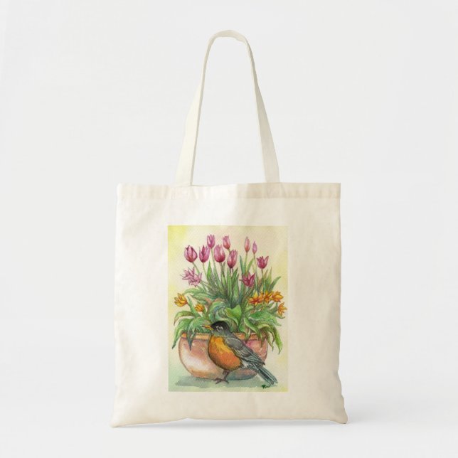 Bolsa Tote Robin e Tulips (Frente)