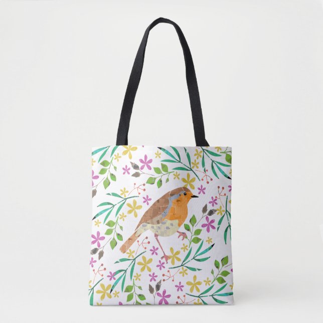 Bolsa Tote Robin Red Breast, bird of Christmas (Frente)
