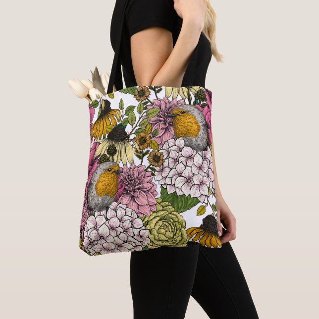 Bolsa Tote Robins no jardim (Close Up)