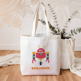 Bolsa Tote Robô Colorido Fofo para Crianças