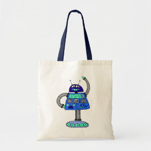 Bolsa Tote Robô de Frankie: Azul no branco