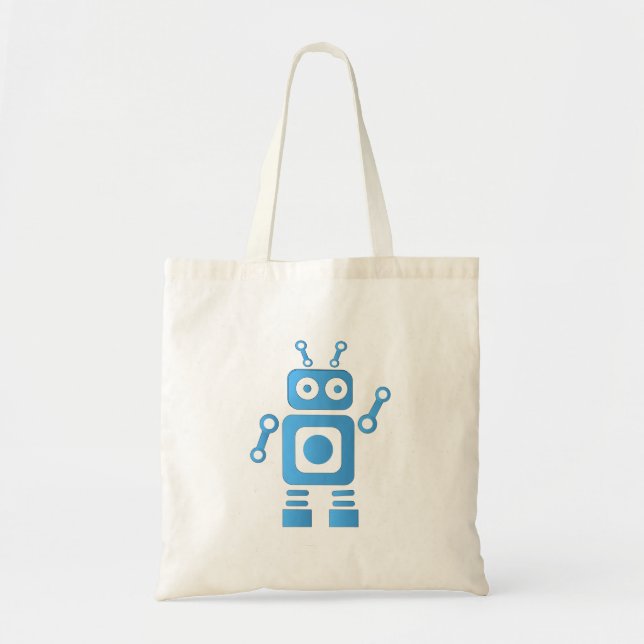 Bolsa Tote Robô Retroativo Azul (Frente)