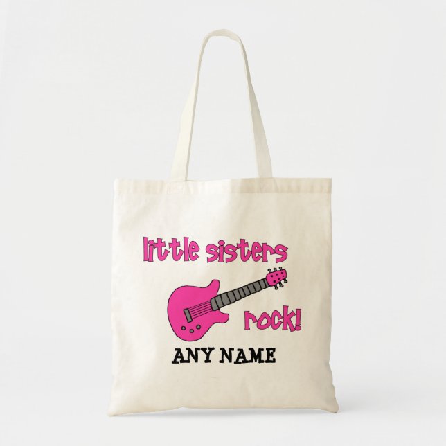 Bolsa Tote Rocha das irmãs mais nova! com guitarra (Frente)