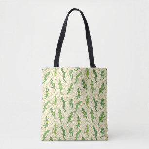 Bolsa Tote Rock Escalando Geckos em amarelo - padrão perfeito