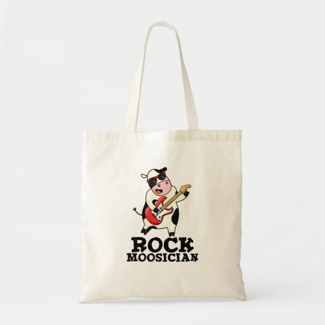 Bolsa Tote Rock Mooslocais Engraçado Cow Musical Pun (Frente)