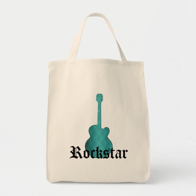 Bolsa Tote Rockstar Damask Guitar Bag, Turquesa (Frente)