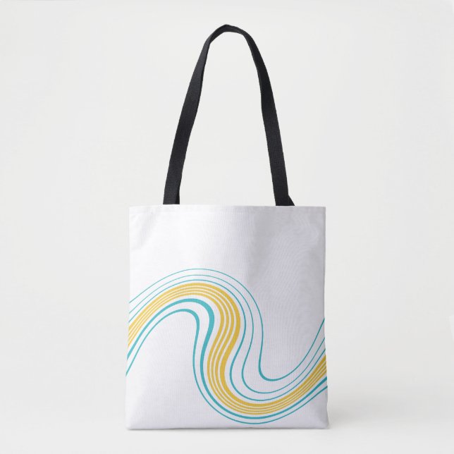 Bolsa Tote Roda Simples - Turquesa e Amarelo (Frente)