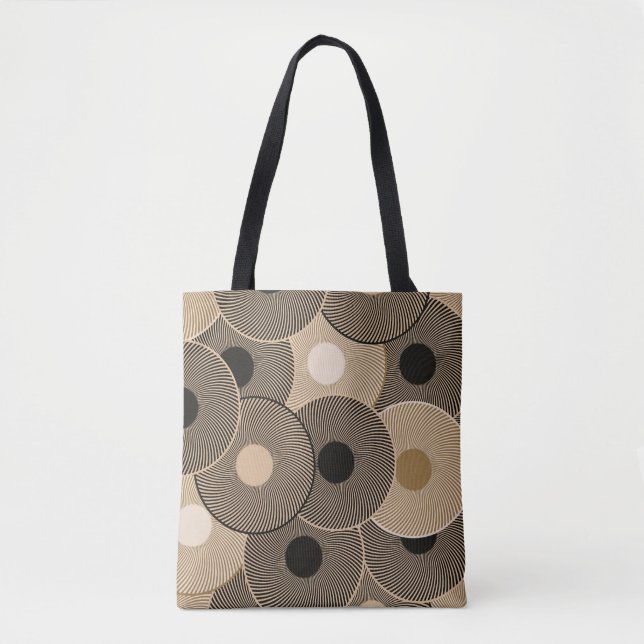 Bolsa Tote Rodas Douradas do arco preto: Abstrato (Frente)