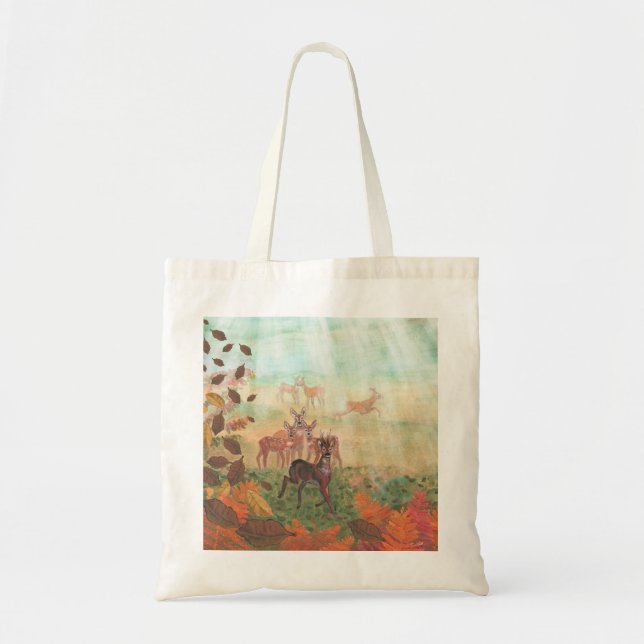 Bolsa Tote Roe Deer Capreolus capreolus em Forest Sunlight (Frente)