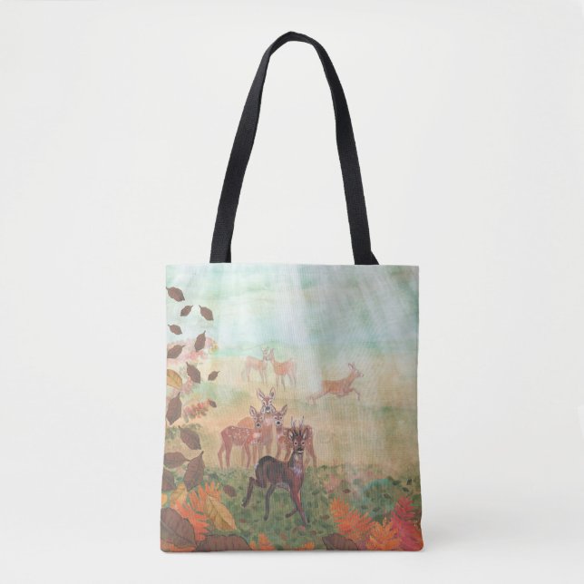 Bolsa Tote Roe Deer Capreolus capreolus em Forest Sunlight (Frente)