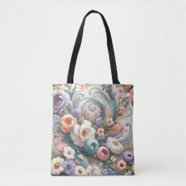 Bolsa Tote Roios Florais Whimsical em Pastel