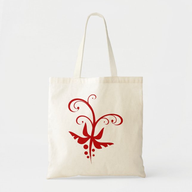 Bolsa Tote Roios Rodos Vermelhos Florais Vinha Vermelha (Frente)