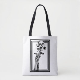 Bolsa Tote Rolagem de violino preto e branco com contornos pr