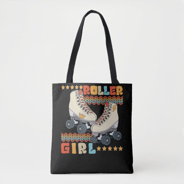 Bolsa Tote Roller Girl Retro 70s 80s Roller Skating (Frente)