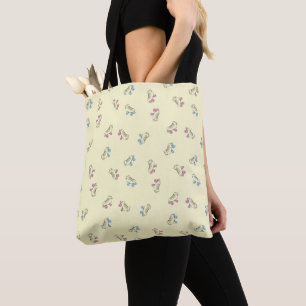 Bolsa Tote Rollerskate Pale Yellow Outline Cartoon Padrão