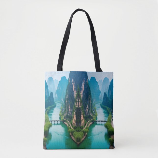 Bolsa Tote Rolo Cênico - Rio Esmeralda e Vista de Montanha (Frente)