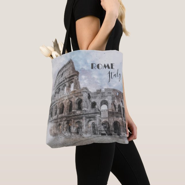 Bolsa Tote Roma Itália Colosseum Viagem Art Vintage (Close Up)