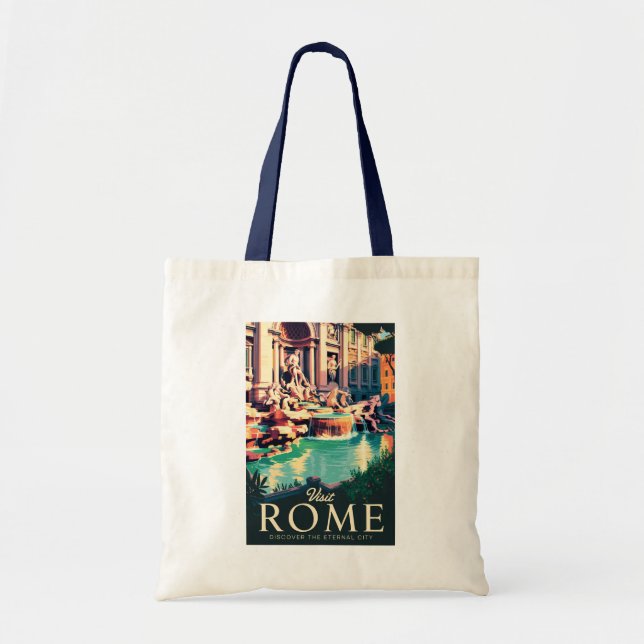 Bolsa Tote Roma Itália Trevi - Fonte de Ilustração Viagem Art (Frente)