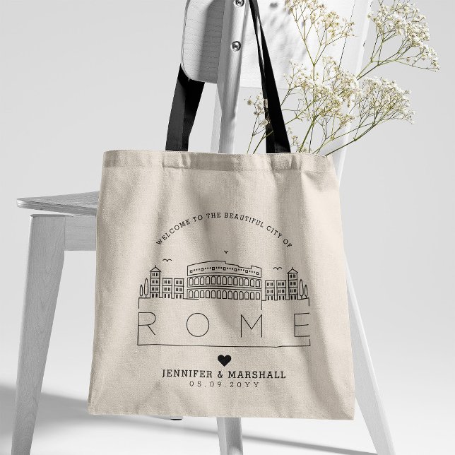 Bolsa Tote Roma Wedding | Saco de Tota Skyline Estilizado (Criador carregado)