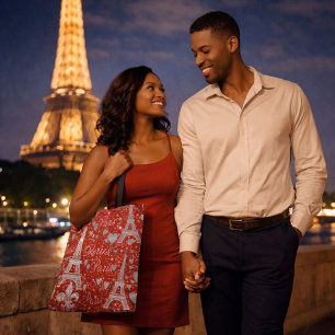 Bolsa Tote Romance de Paris Torre Eiffel & Corações