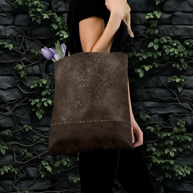 Bolsa Tote Romance em Bronze à meia-noite | Satinge Damask (Criador carregado)