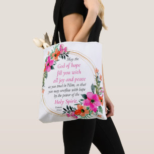 Bolsa Tote Romanos 15:13 - Bíblia Deus da Esperança Verso Flo