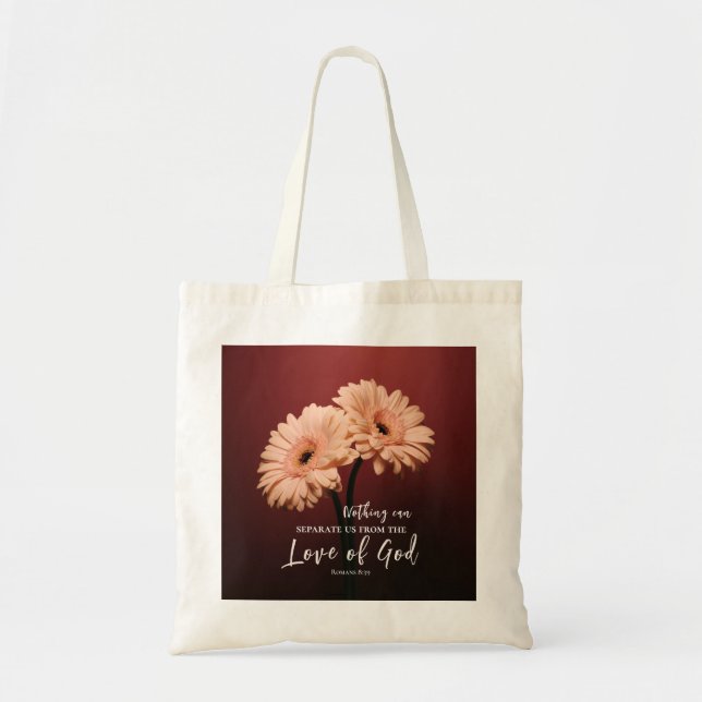 Bolsa Tote Romanos 8 39 Amor de Deus Bíblia Verso Rosa Brown (Frente)