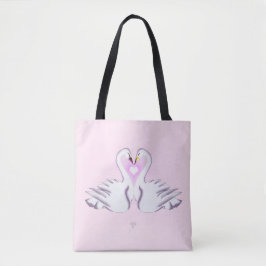 Bolsa Tote Romantic Double Swan Heart Love Pink All Over